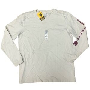 Carhartt Womens Loose Fit Heavyweight Logo Sleeve Graphic T Shirt M 8 10 White